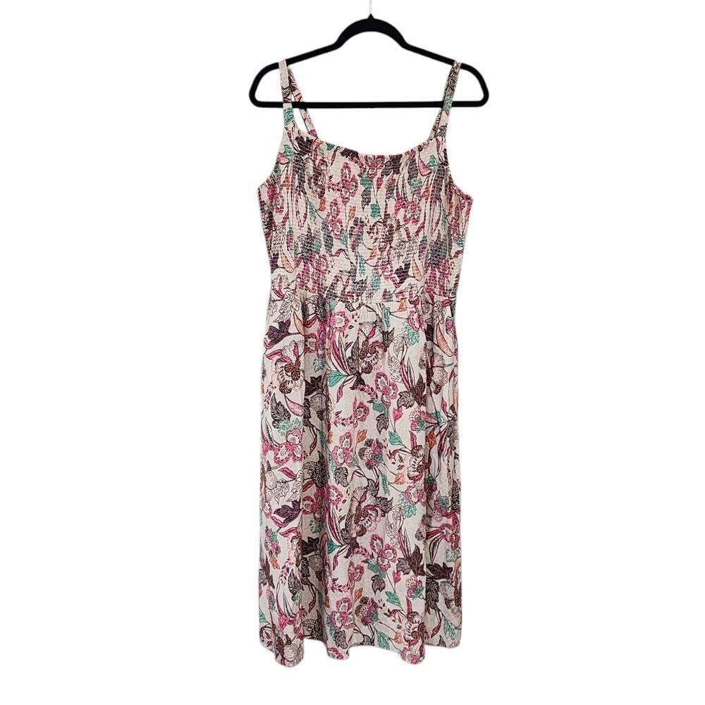 Old Navy Cami Midi Dress Smock Top Floral Multicolor Summer XL